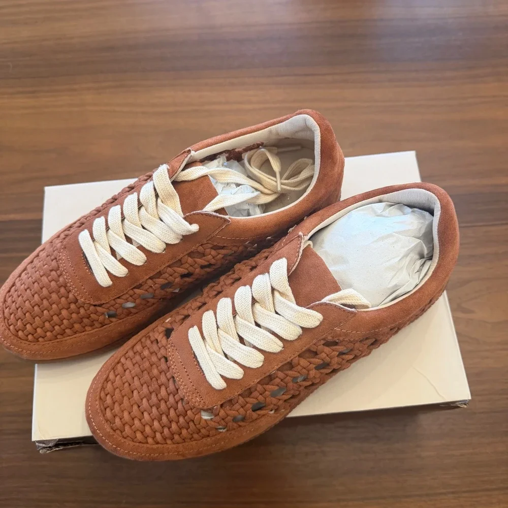 Oasis Society Sandy Crochet Sneakers Woven Lace Up Low Top Shoes Womens 8.5 - Picture 2 of 4